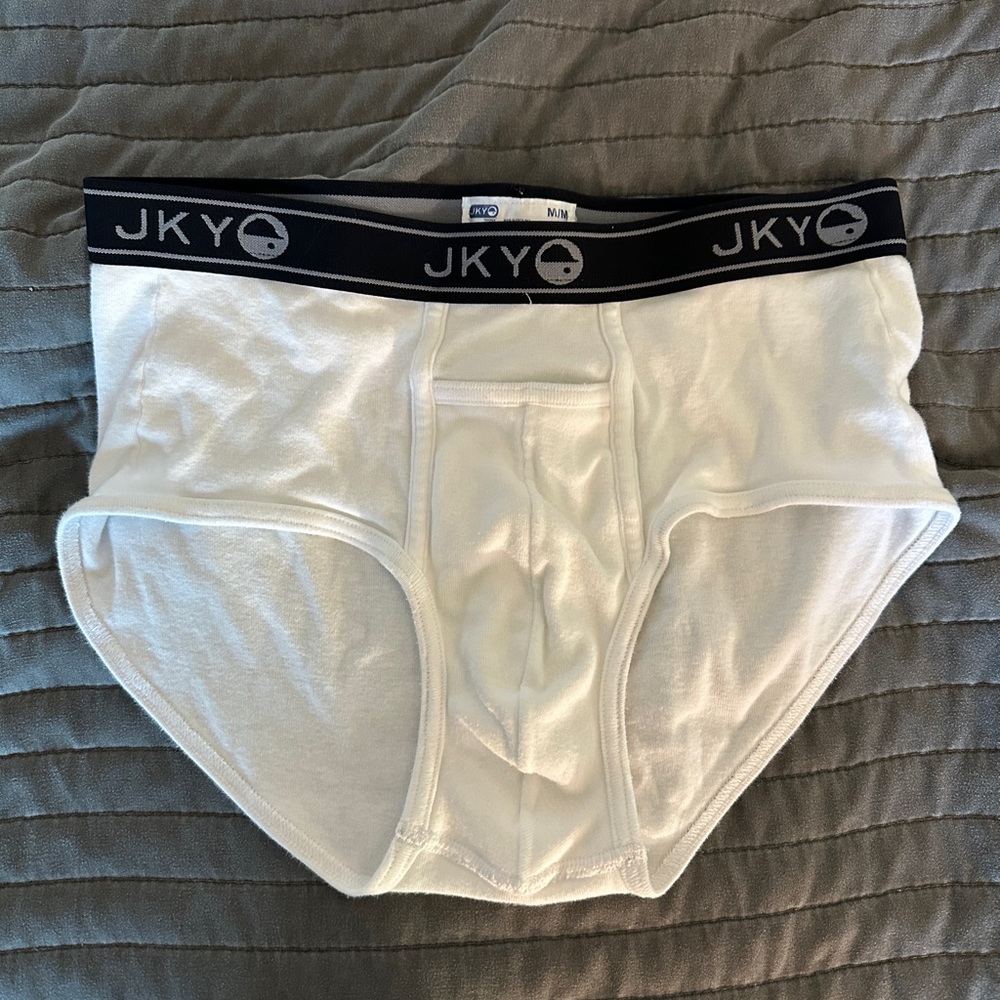 Jockey White Men's Briefs with Black Logo Waistband